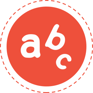 A red circle with white A, B, C letters inside of it.