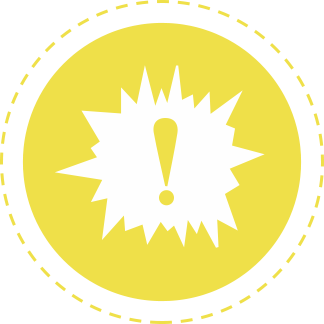 A yellow circle with a exclamation mark in the middle